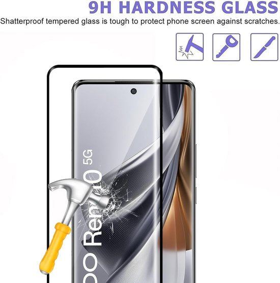 OPPO Reno 10 / Reno 10 Pro 5G Screenprotector Full Cover Screenprotector Gehard 9H – 2-Pack-Ilumina Benelux