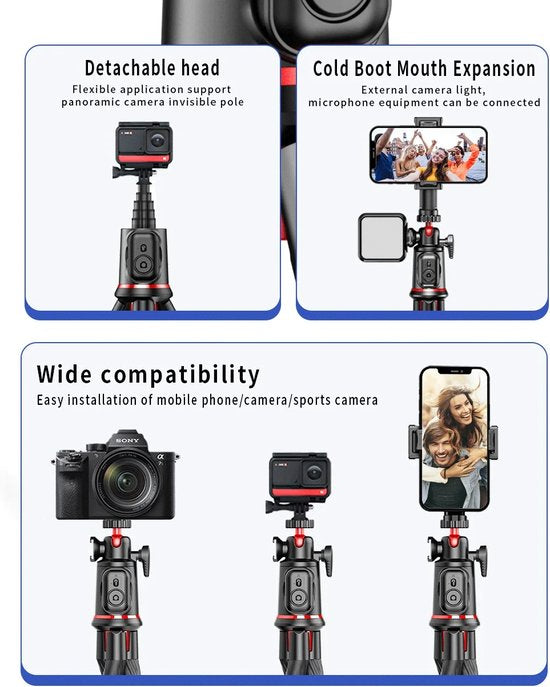 Octopus Tripod Statief XL – Flexibel statief voor smartphone & DSLR – Bluetooth afstandsbediening – 360° draaibaar – 3kg draagkracht – Zwart-Selfiesticks-Ilumina Benelux
