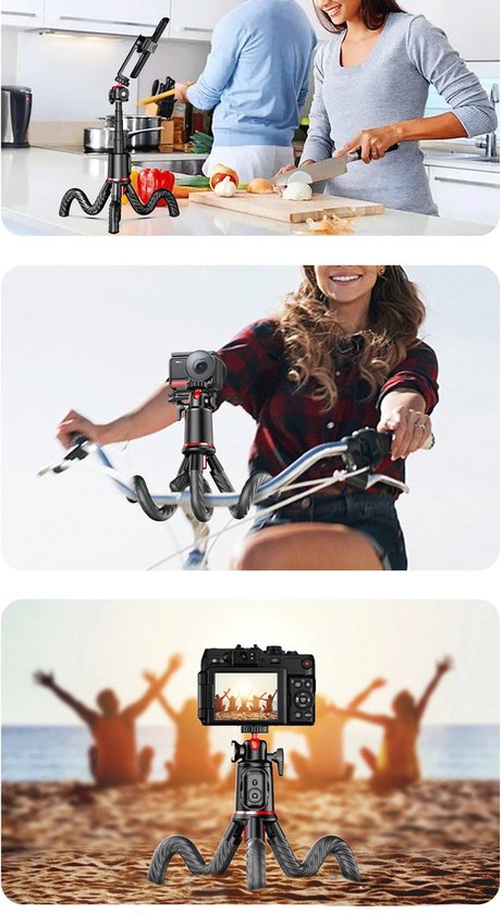 Octopus Tripod Statief XL – Flexibel statief voor smartphone & DSLR – Bluetooth afstandsbediening – 360° draaibaar – 3kg draagkracht – Zwart-Selfiesticks-Ilumina Benelux