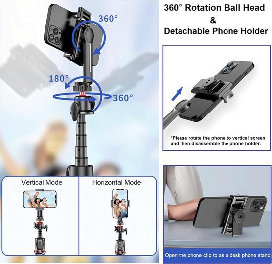Octopus Tripod Statief XL – Flexibel statief voor smartphone & DSLR – Bluetooth afstandsbediening – 360° draaibaar – 3kg draagkracht – Zwart-Selfiesticks-Ilumina Benelux