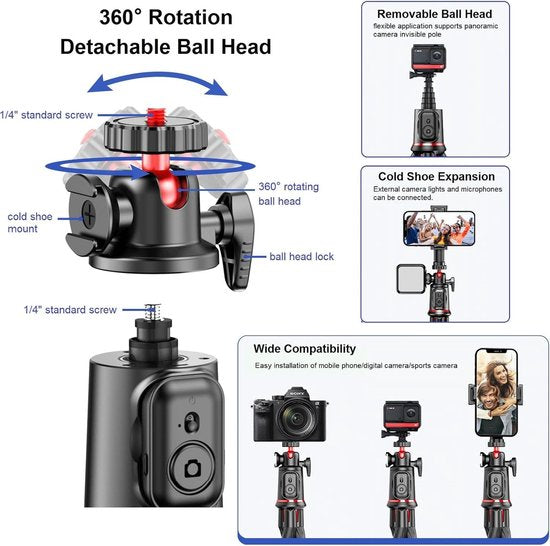 Octopus Tripod Statief XL – Flexibel statief voor smartphone & DSLR – Bluetooth afstandsbediening – 360° draaibaar – 3kg draagkracht – Zwart-Selfiesticks-Ilumina Benelux