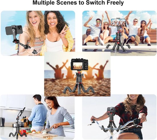 Octopus Tripod Statief XL – Flexibel statief voor smartphone & DSLR – Bluetooth afstandsbediening – 360° draaibaar – 3kg draagkracht – Zwart-Selfiesticks-Ilumina Benelux