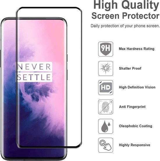 OnePlus 7T Pro/7 Pro Screenprotector Full Cover – 9H Gehard Glas – Anti-kras – Tempered Glas – 1-Pack-Ilumina Benelux