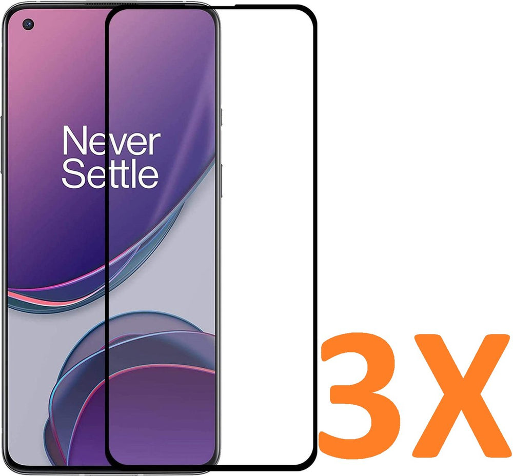 OnePlus 8T/8T 5G Screenprotector Full Cover – 9H Gehard Glas – 3-Pack-Ilumina Benelux