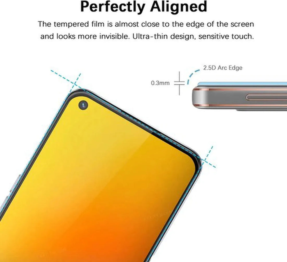 OnePlus Nord 2 5G Screenprotector Full Cover Screenprotector Gehard 9H – 1-Pack-Ilumina Benelux