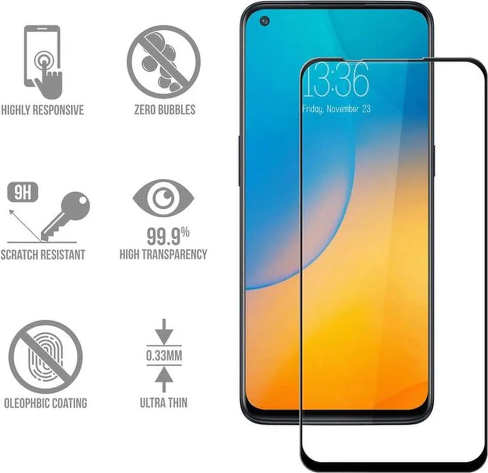 OnePlus Nord N10 Screenprotector Full Cover Screenprotector Gehard 9H – 3-Pack-Ilumina Benelux