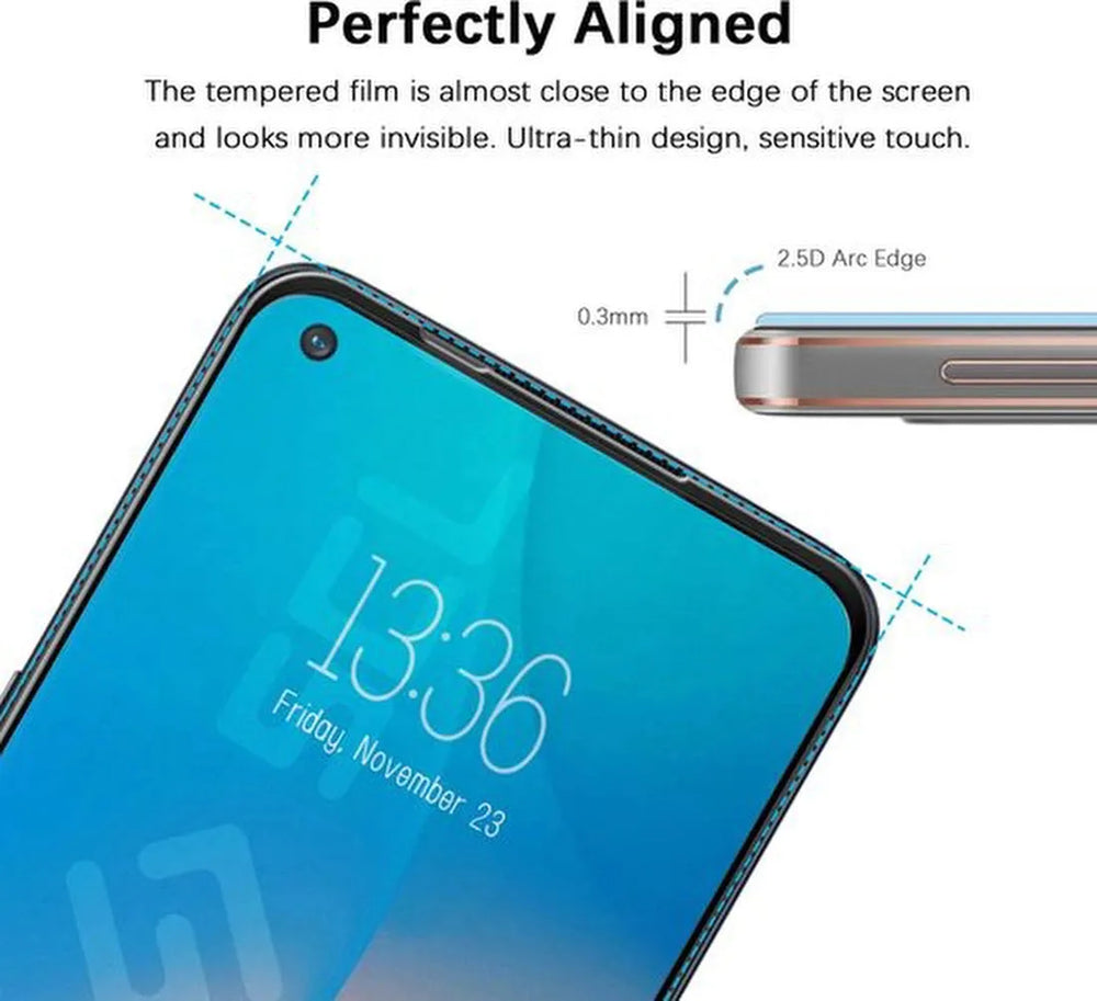 OnePlus Nord N10 Screenprotector Full Cover Screenprotector Gehard 9H – 3-Pack-Ilumina Benelux