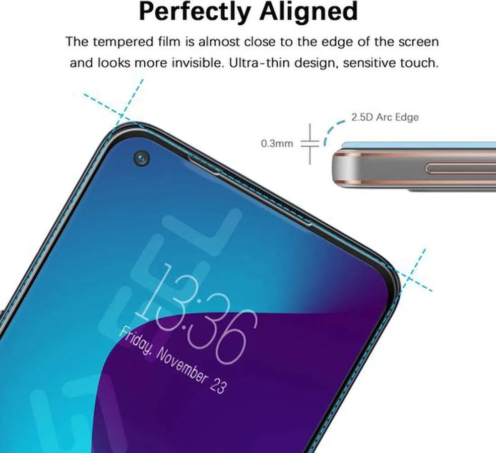 OnePlus Nord N100 Screenprotector Full Cover Screenprotector Gehard 9H – 2-Pack-Ilumina Benelux