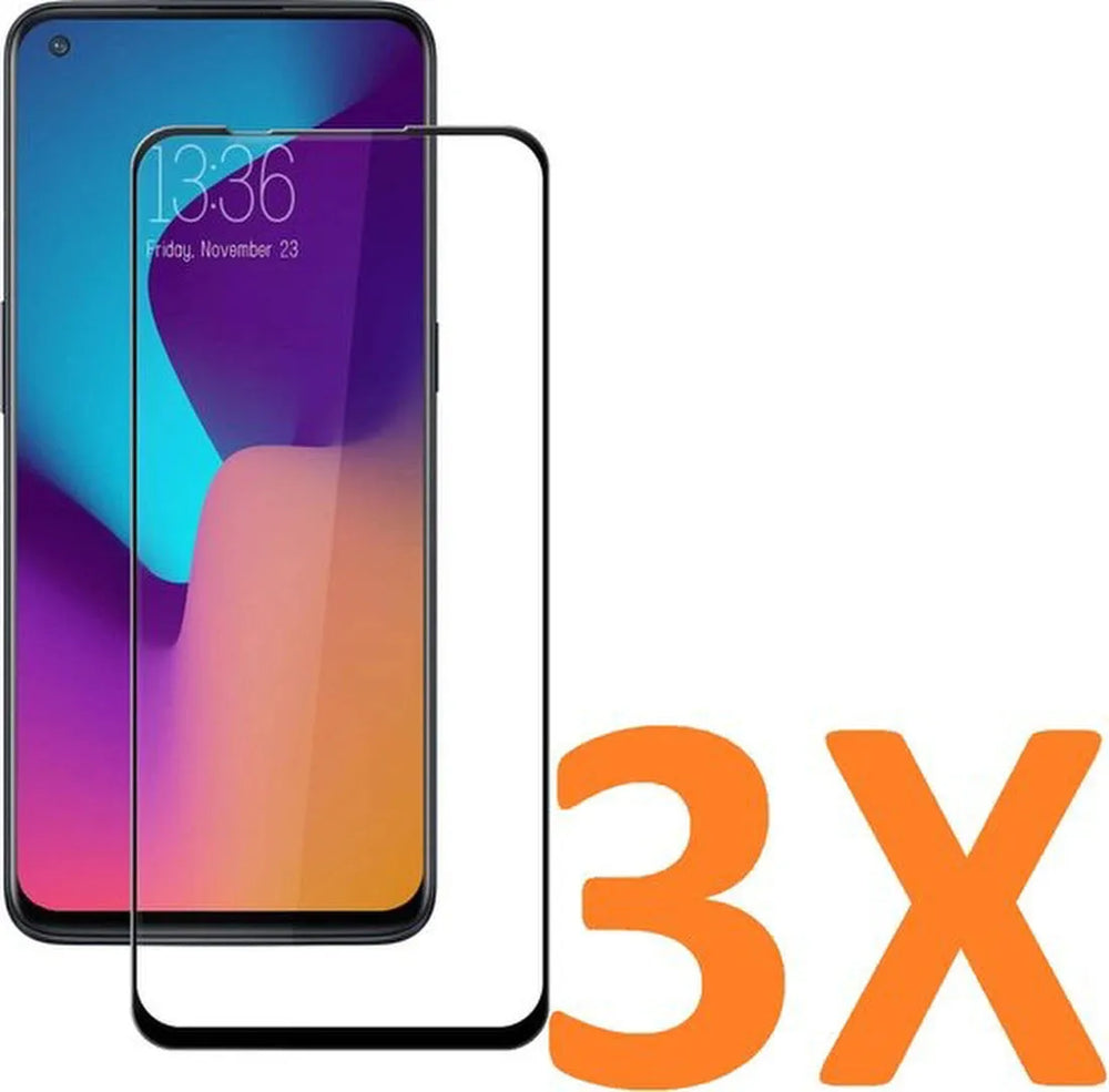 OnePlus Nord N100 Screenprotector Full Cover Screenprotector Gehard 9H – Anti-kras – Tempered Glas – 3-Pack-Ilumina Benelux