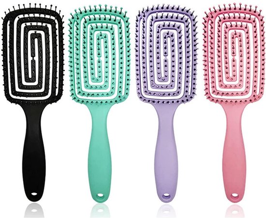 Ontwarrende haarborstel – Hoofdhuid massagekam – Voor nat & droog haar – Anti-klit nylon borstelharen – Zwart-Borstel-Ilumina Benelux