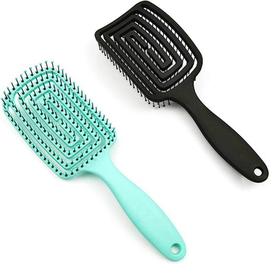 Ontwarrende haarborstel – Hoofdhuid massagekam – Voor nat & droog haar – Anti-klit nylon borstelharen – Zwart-Borstel-Ilumina Benelux