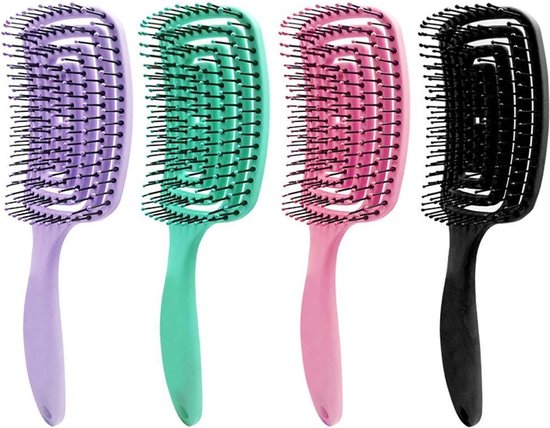 Ontwarrende haarborstel – Massage hoofdhuidkam – Nylon & plastic borstelharen – Voor nat & droog haar – Groen-Borstel-Ilumina Benelux