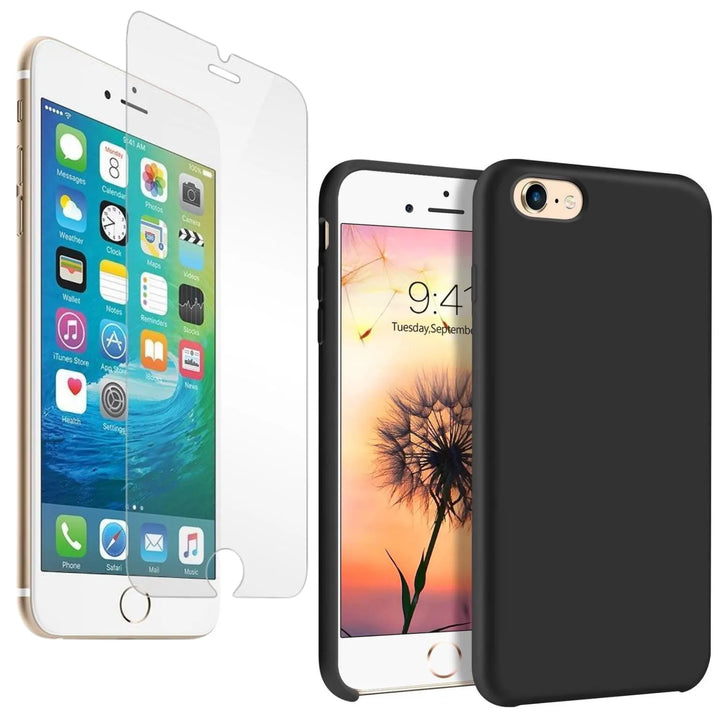 iPhone 6/6S Hoesjes – TPU Siliconen Backcover – Inclusief Screenprotector – Schokbestendig – Zwart-Ilumina Benelux
