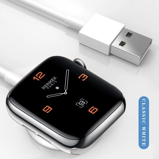 Oplaadkabel – Geschikt voor Apple Watch Series 4-9 – Magnetische draadloze lader 5W USB-A – 1 Meter – Wit-USB-Kabels-Ilumina Benelux