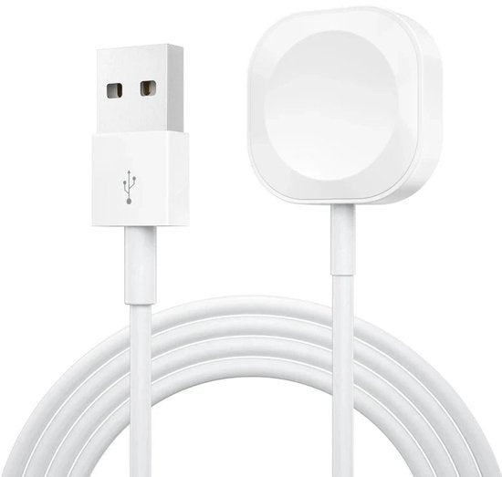 Oplaadkabel – Geschikt voor Apple Watch Series 4-9 – Magnetische draadloze lader 5W USB-A – 1 Meter – Wit-USB-Kabels-Ilumina Benelux
