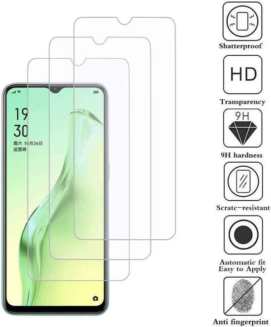 Oppo A12 Screenprotector Gehard 9H – Anti-kras – 3-Pack-Ilumina Benelux