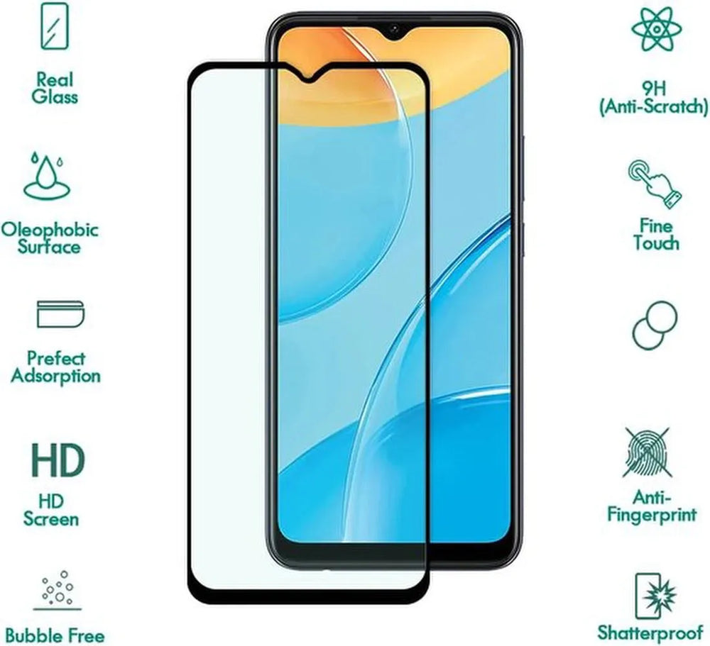 Oppo A15/A15S Screenprotector Full Cover Screenprotector Gehard 9H – Anti-kras – Tempered Glas – 1-Pack-Ilumina Benelux