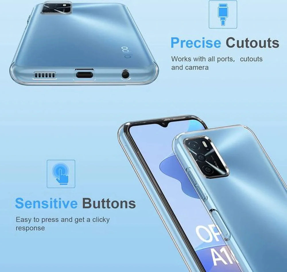 Oppo A16/A16s/A54s Hoesjes – Transparante TPU Siliconen Backcover – Soft Case – Incl. Gehard Glas Screenprotector-Ilumina Benelux