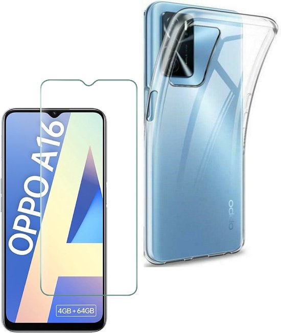 Oppo A16/A16s/A54s Hoesjes – Transparante TPU Siliconen Backcover – Soft Case – Incl. Gehard Glas Screenprotector-Ilumina Benelux