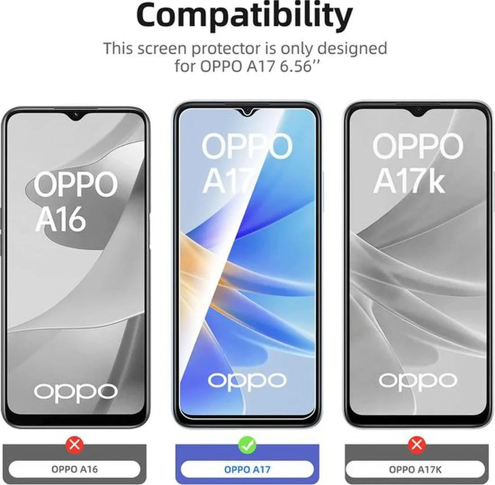 Oppo A17 – 9H Gehard Glas – Anti-kras – 1-Pack-Ilumina Benelux