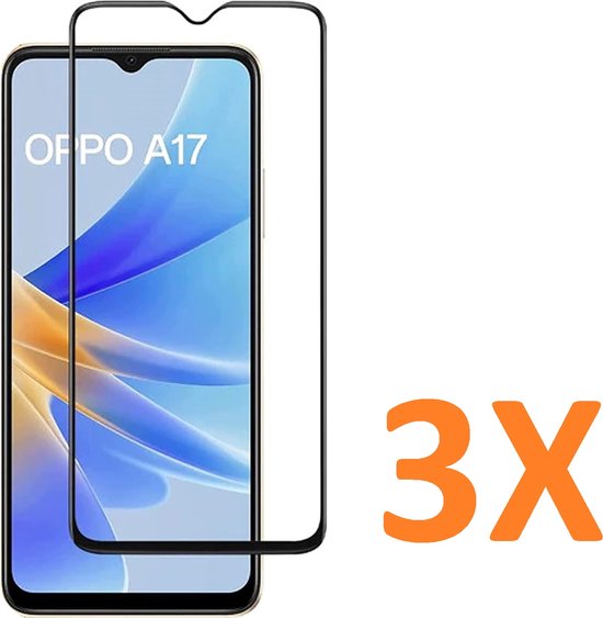 Oppo A17 Screenprotector Full Cover Screenprotector Gehard 9H – 3-Pack-Ilumina Benelux