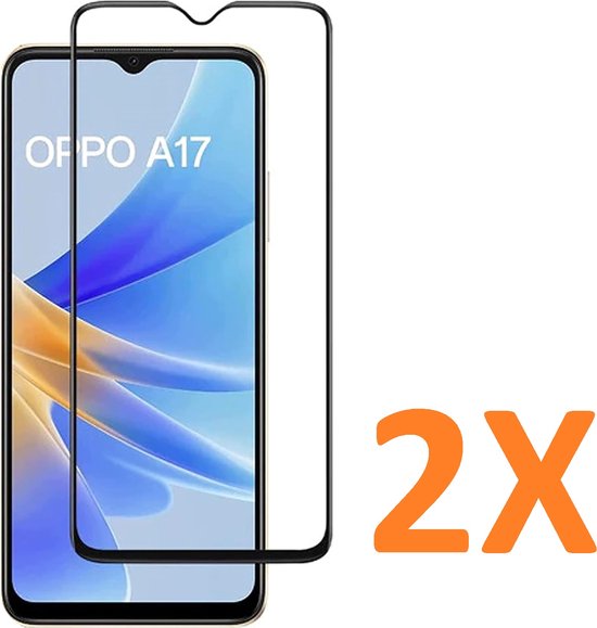 Oppo A17 Screenprotector Full Cover Screenprotector Gehard 9H – Anti-Kras – Tempered Glas – 2-Pack-Ilumina Benelux