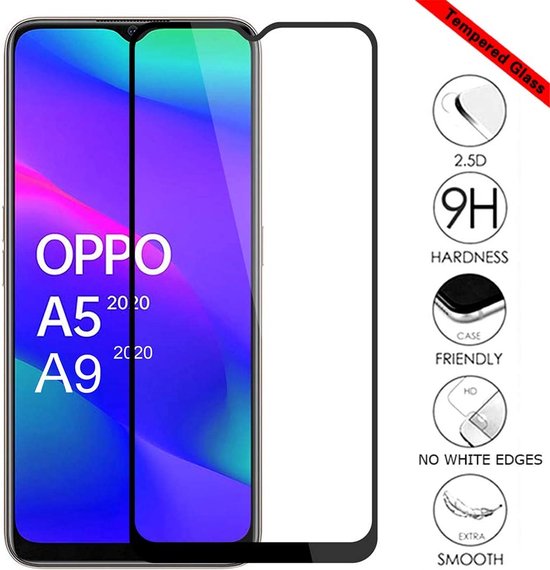 Oppo A5 / A9 2020 Screenprotector Full Cover Screenprotector Gehard 9H – Anti-kras – Tempered Glas – 1-Pack-Ilumina Benelux