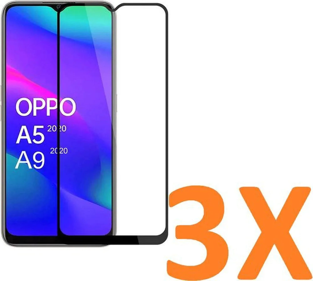 Oppo A5 / A9 2020 Screenprotector Full Cover Screenprotector Gehard 9H – Anti-kras – Tempered Glas – 3-Pack-Ilumina Benelux