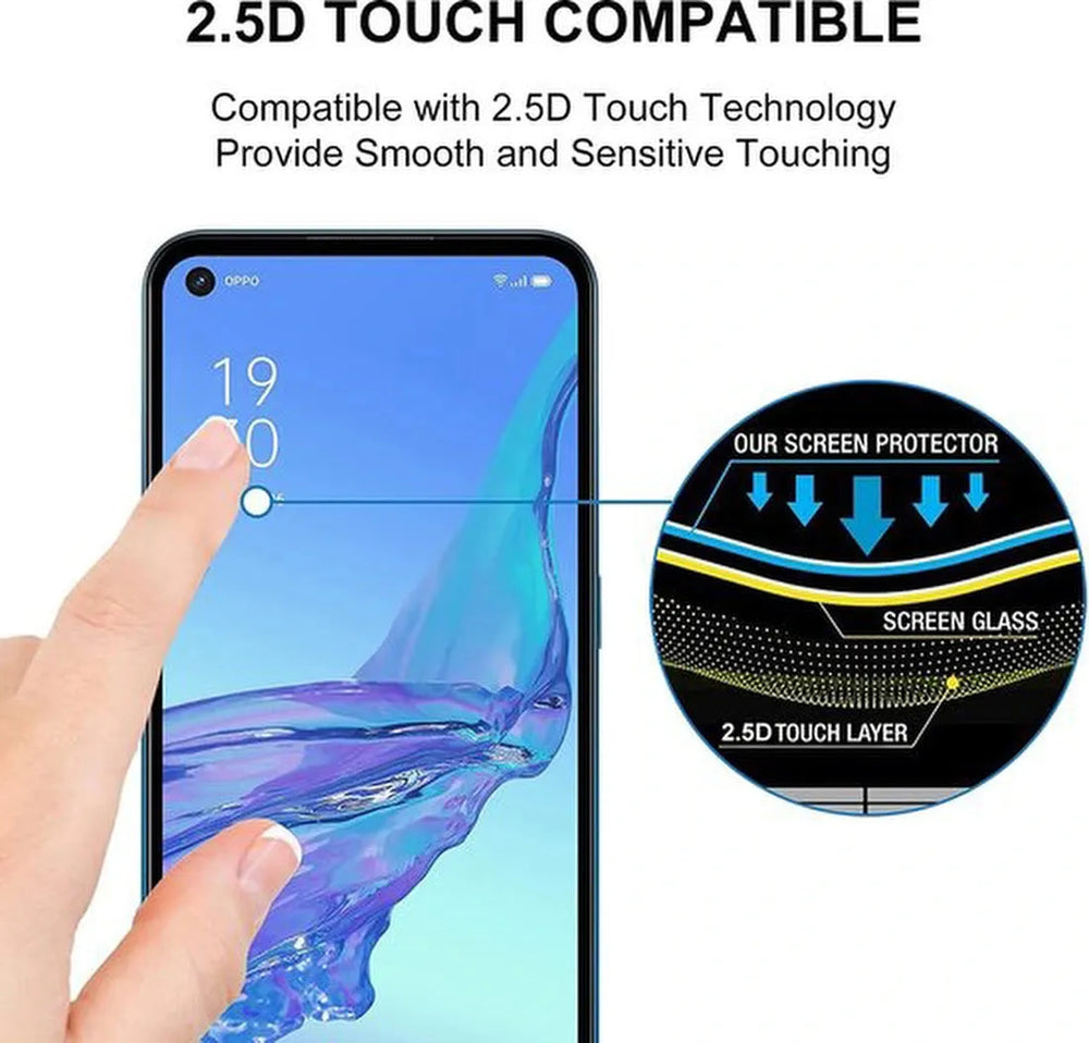 Oppo A53 4G/A53s Screenprotector Full Cover – 9H Gehard Glas – 5-Pack-Ilumina Benelux