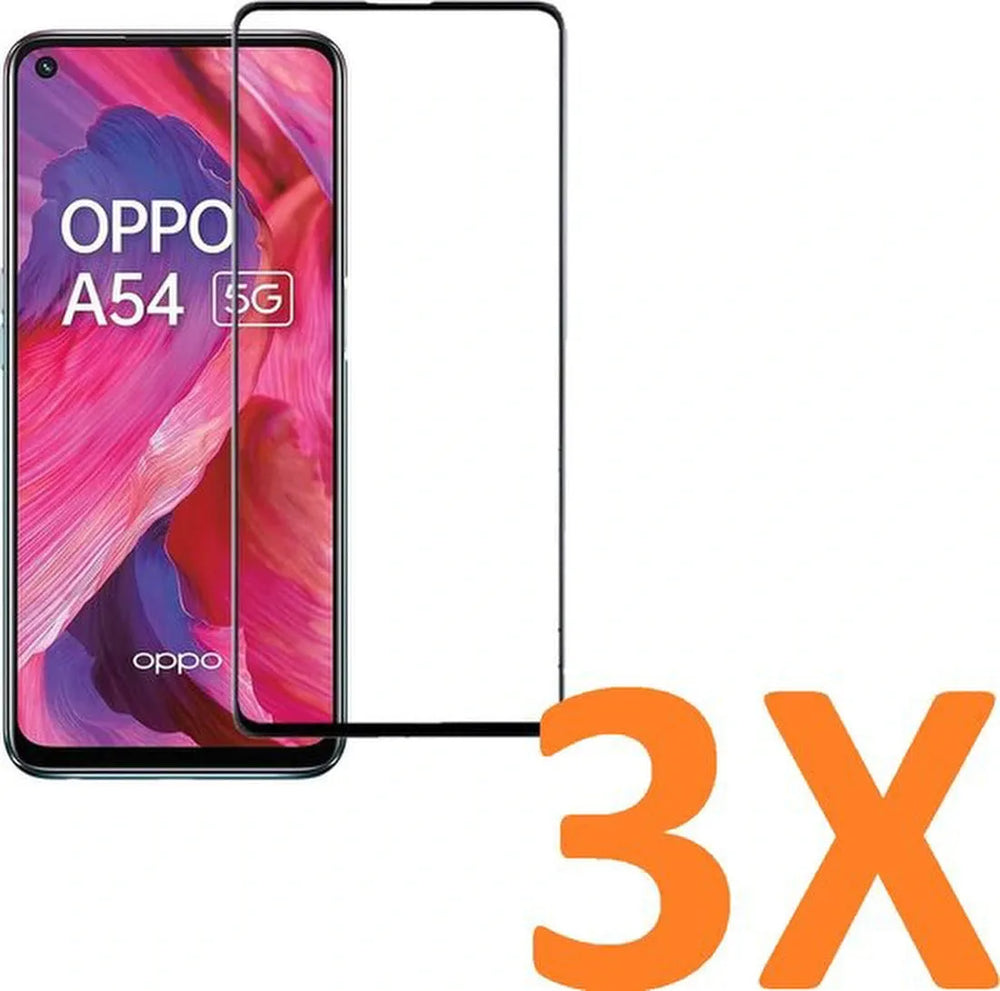Oppo A54 5G & A74 5G Screenprotector Full Cover Gehard Glas 9H – Anti-kras – 3-Pack-Ilumina Benelux
