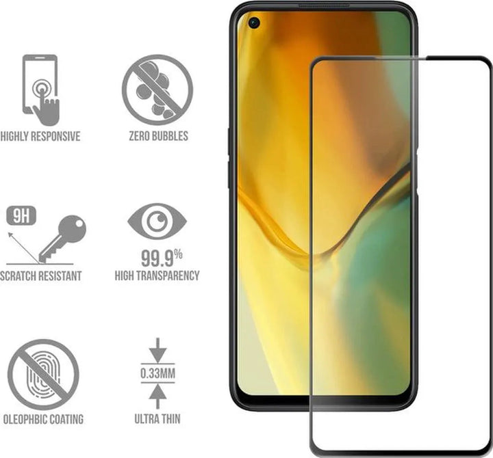 Oppo A76 Screenprotector Full Cover Screenprotector Gehard 9H – 1-Pack-Ilumina Benelux