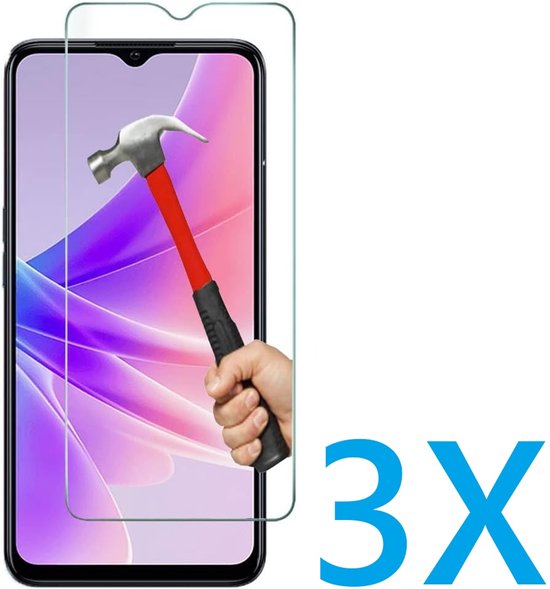 Oppo A77 5G & A57/A57s 5G Screenprotector Gehard 9H – Anti-kras – 3-Pack-Ilumina Benelux