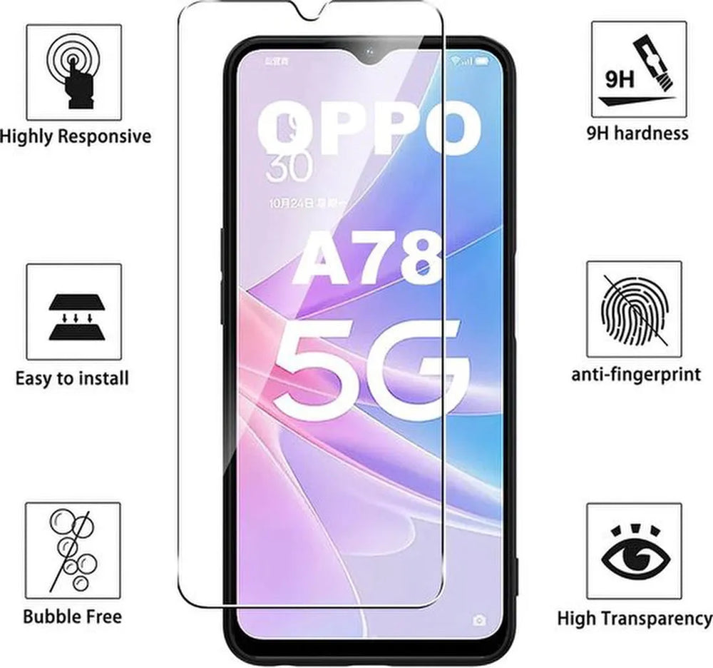 Oppo A78 5G – 9H Gehard Glas – Anti-kras – 3-Pack-Ilumina Benelux