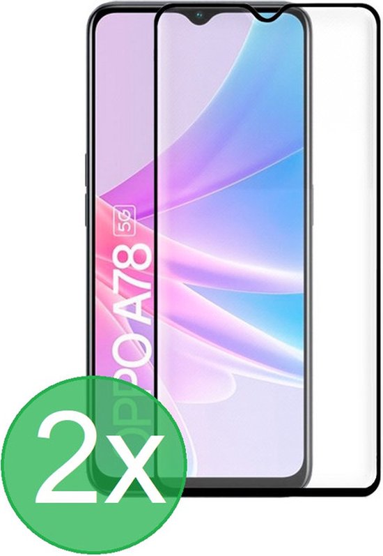 Oppo A78 5G Screenprotector Full Cover Screenprotector Gehard 9H – 2-Pack-Ilumina Benelux