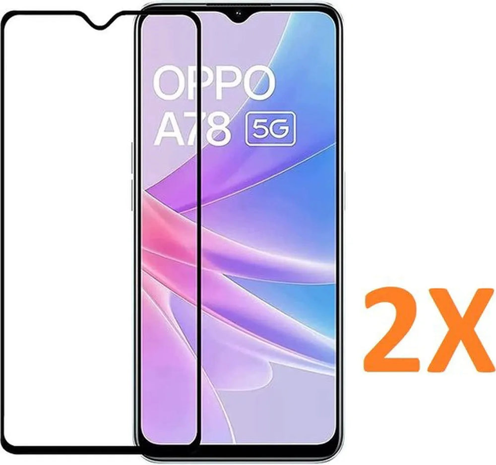 Oppo A78 5G Screenprotector Full Cover Screenprotector Gehard 9H – 2-Pack-Ilumina Benelux