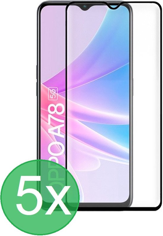 Oppo A78 5G Screenprotector Full Cover Screenprotector Gehard 9H – 5-Pack-Ilumina Benelux