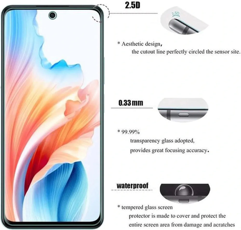 Oppo A79 5G / A98 5G Screenprotector Gehard 9H – Anti-kras – 5-Pack-Ilumina Benelux