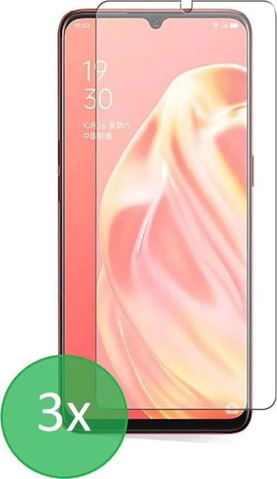 Oppo A91 Screenprotector Gehard 9H – Anti-kras – 3-Pack-Ilumina Benelux