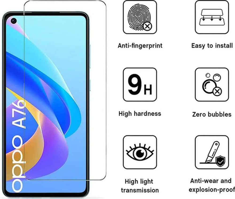 Oppo A96/A76/A36 Screenprotector Gehard 9H – Anti-kras – 3-Pack-Ilumina Benelux