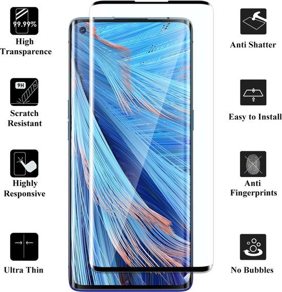 Oppo Find X2 Screenprotector Full Cover Screenprotector Gehard 9H – 1-Pack-Ilumina Benelux