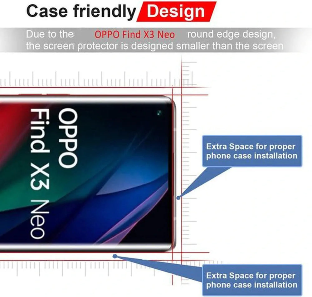 Oppo Find X3 Neo Screenprotector Full Cover Screenprotector Gehard 9H – 2-Pack-Ilumina Benelux