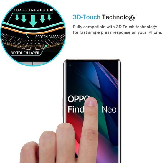 Oppo Find X3 Neo Screenprotector Full Cover Screenprotector Gehard 9H – 2-Pack-Ilumina Benelux