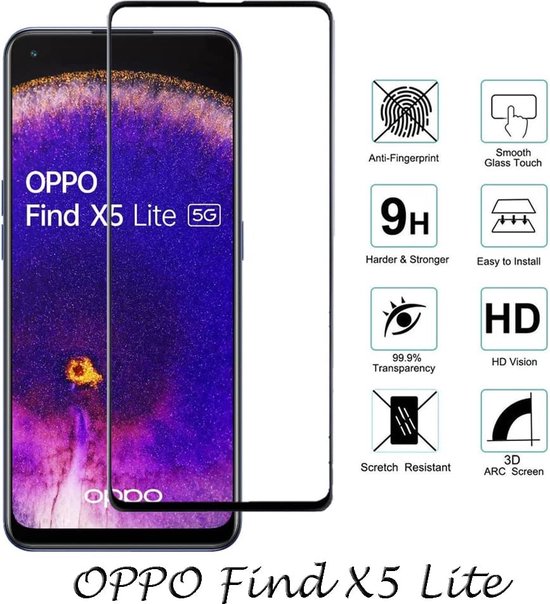 Oppo Find X5 Lite Screenprotector Full Cover Screenprotector Gehard 9H – 1-Pack-Ilumina Benelux