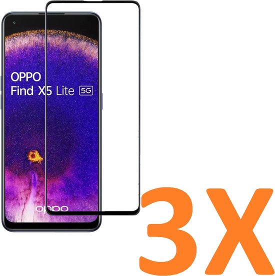 Oppo Find X5 Lite Screenprotector Full Cover Screenprotector Gehard 9H – Anti-kras – Tempered Glas – 3-Pack-Ilumina Benelux