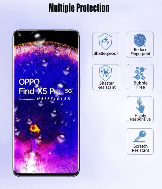 Oppo Find X5 Pro Screenprotector Full Cover Screenprotector Gehard 9H – 1-Pack-Ilumina Benelux