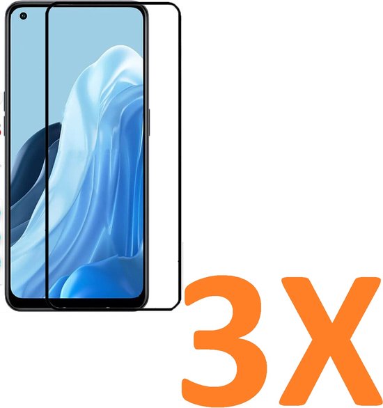 Oppo Reno 8 Lite Screenprotector Full Cover Screenprotector Gehard 9H – 3-Pack-Ilumina Benelux