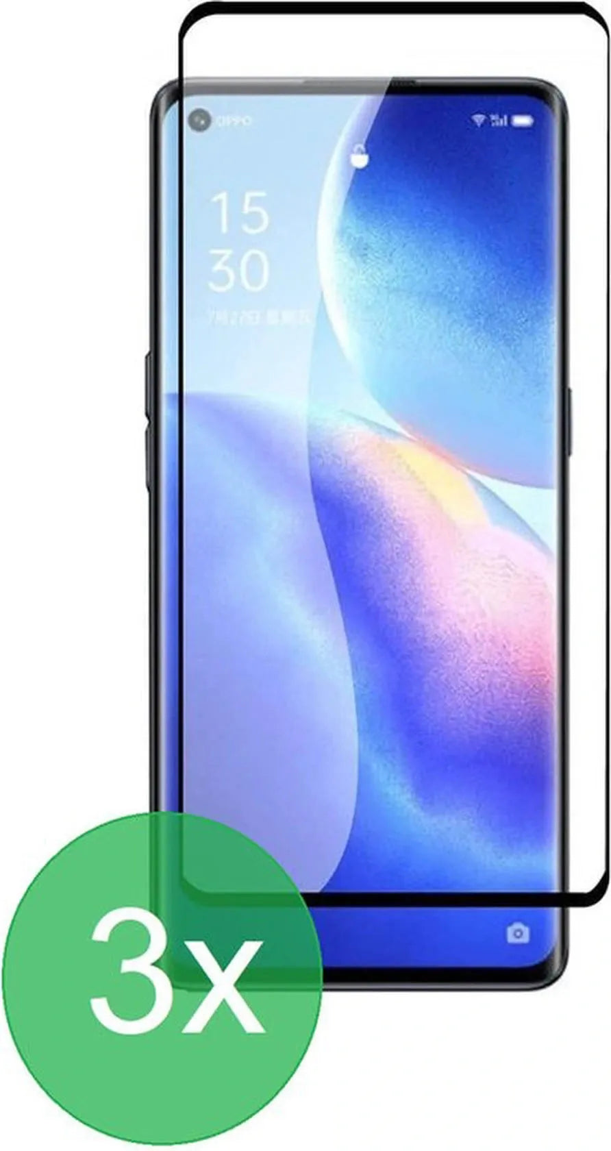 Oppo Reno5 Pro 5G Screenprotector Full Cover Screenprotector Gehard 9H – 3-Pack-Ilumina Benelux