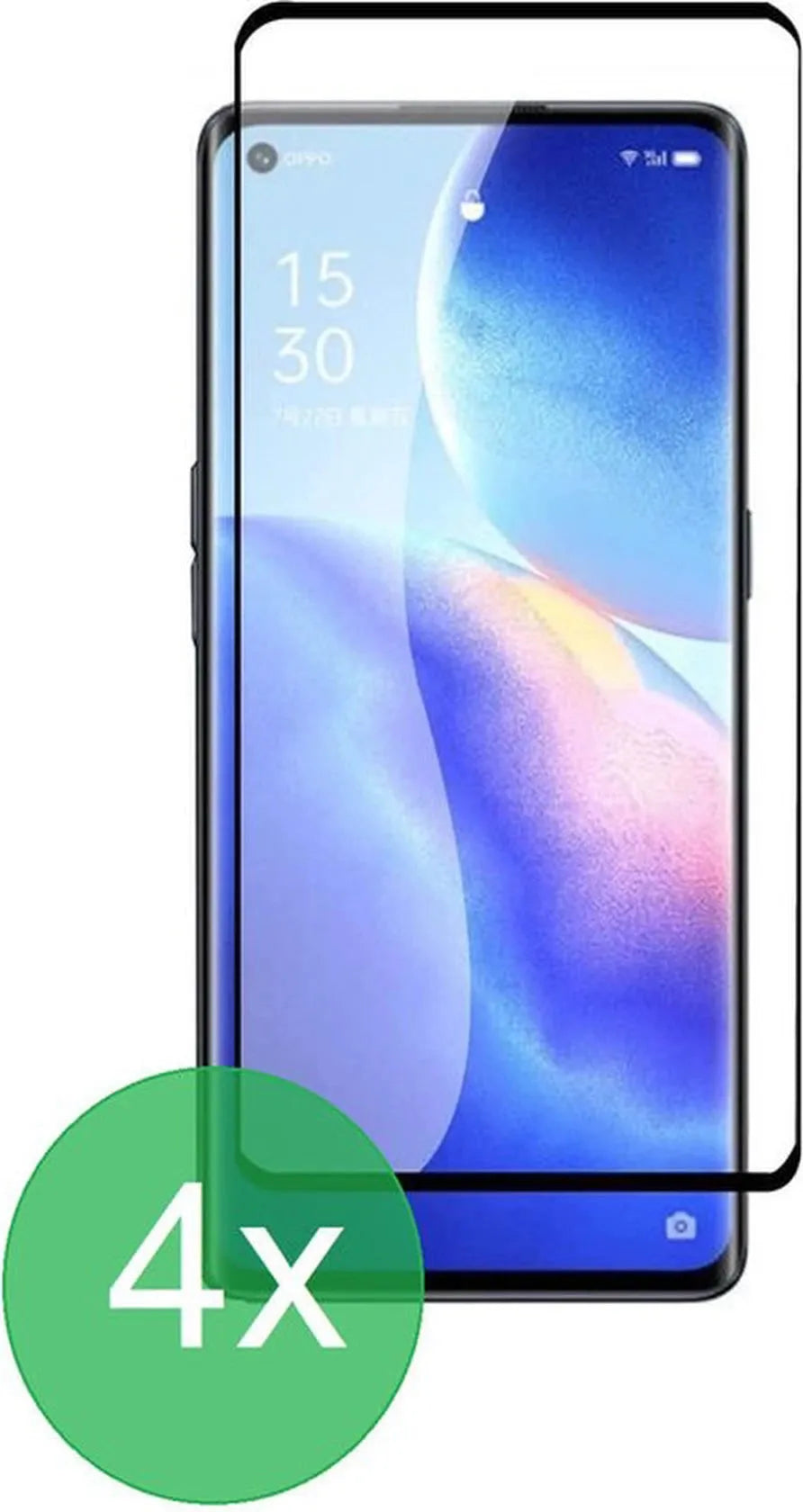 Oppo Reno5 Pro 5G Screenprotector Full Cover Screenprotector Gehard 9H – 4-Pack-Ilumina Benelux