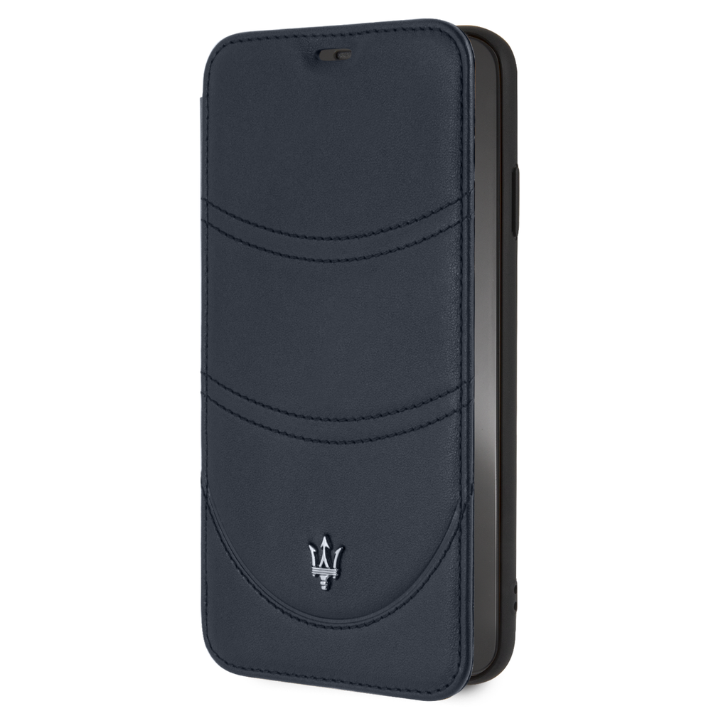Originele Maserati Navy hoesje voor iPhone Xs Max - Book Case - Granlusso - Book Case - Echt leer-Hoesjes-Ilumina Benelux