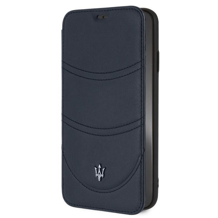 Originele Maserati Navy hoesje voor iPhone Xs Max - Book Case - Granlusso - Book Case - Echt leer-Hoesjes-Ilumina Benelux